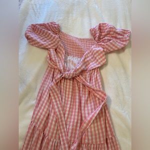 Pink and White Checkered Tie Dress